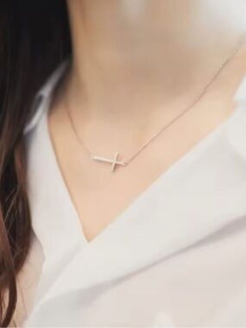 Sterling Silver Cross Pendant necklace- Silver